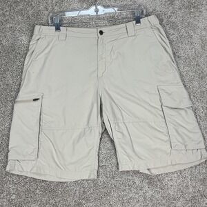 Columbia Cargo Shorts Mens 36‎ Beige Hiking Outdoor Pockets Nylon Trail Utility